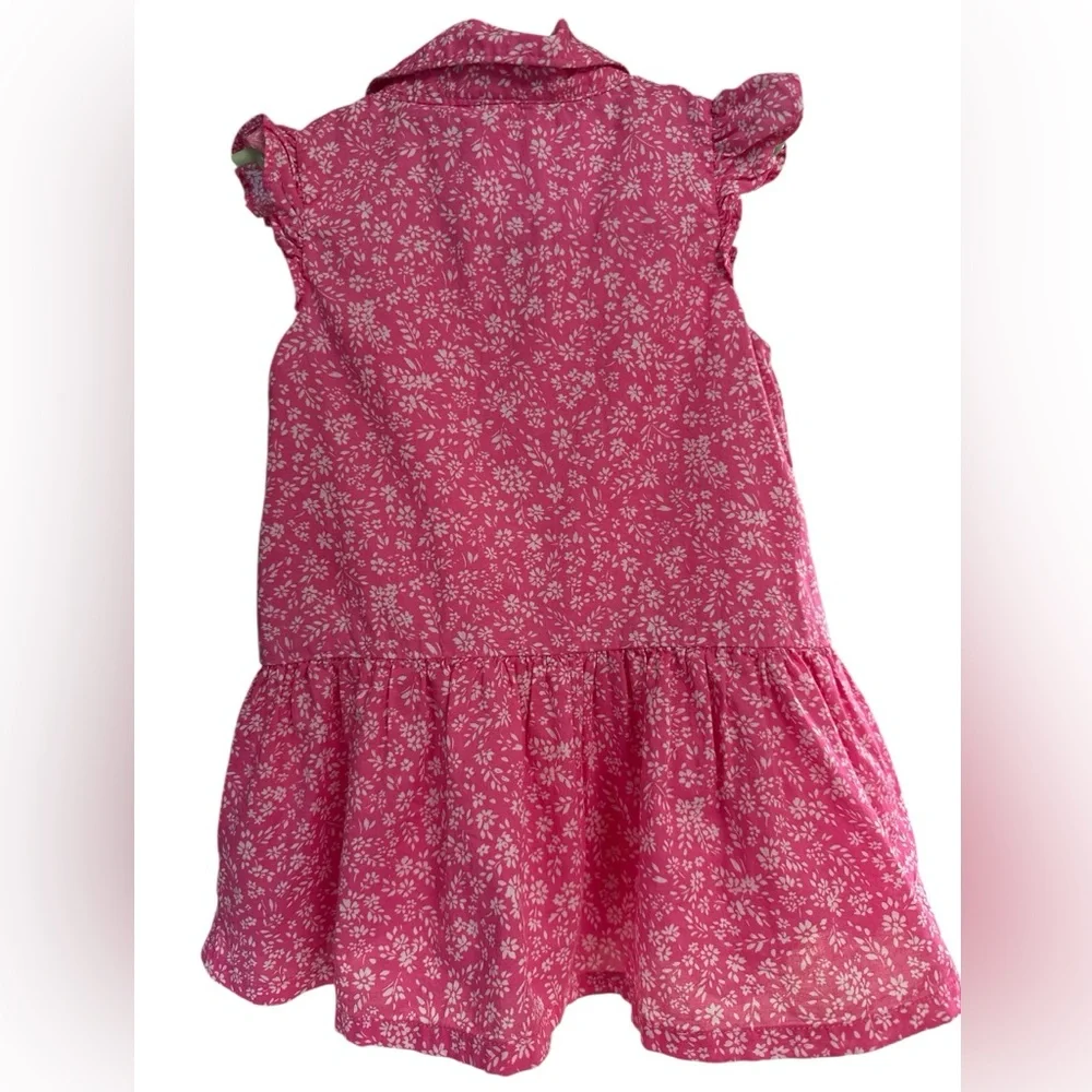 Baby Gap Ditsy Floral Ruffles Cap Sleeve Half-placket Dress Preowned 18-24 M